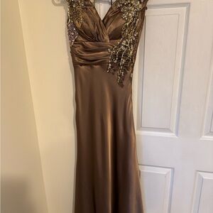Sophisticated Brown Embellished Prom Dress